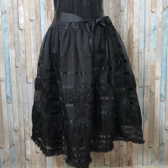 St John 6 Black Sequin Tulle Fit Flare Party Dress - Picture 5 of 8